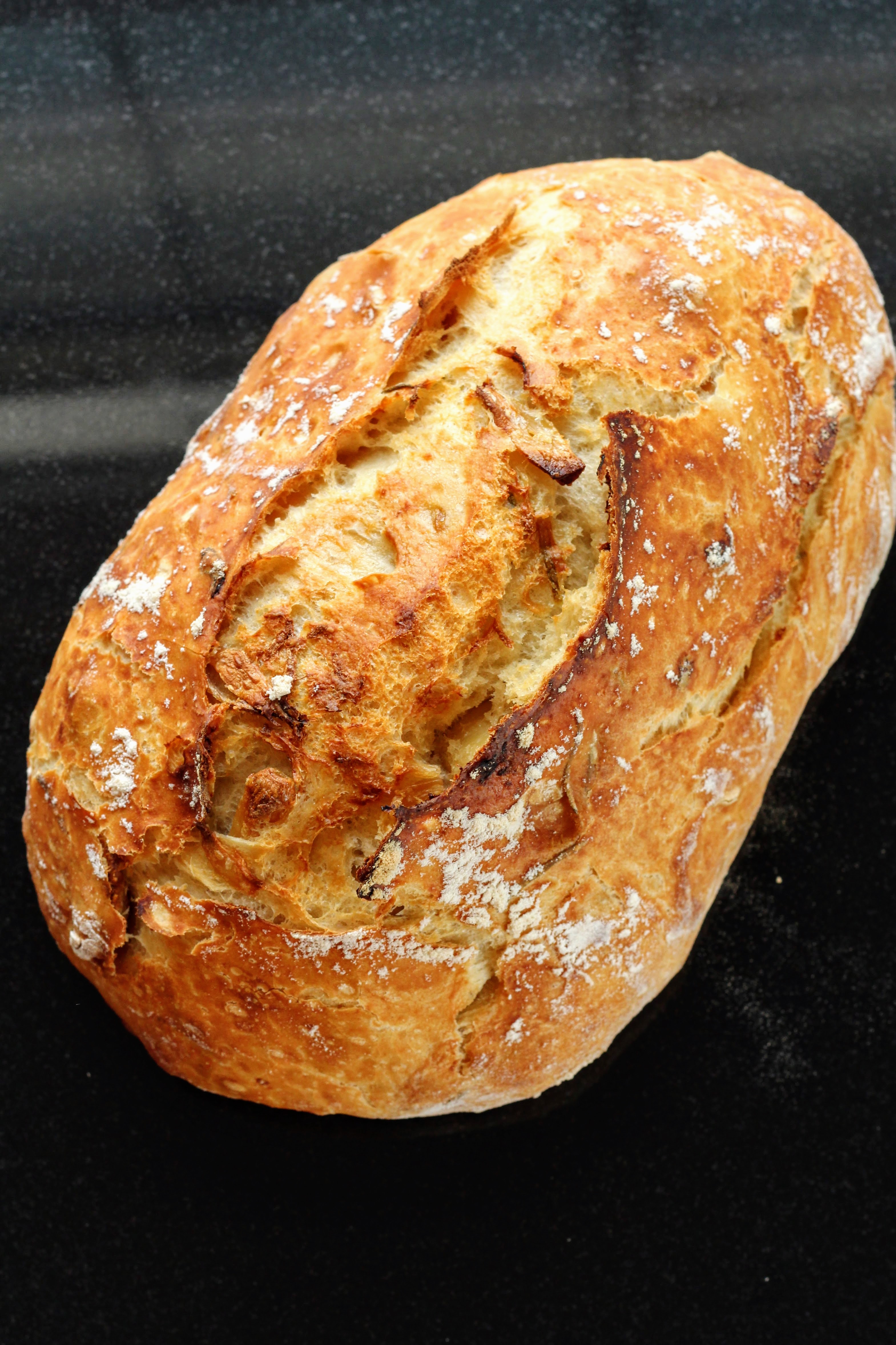 No-Knead Roasted Garlic And Rosemary Bread